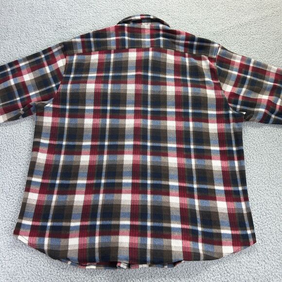 Roper Fleece Shirt Long Sleeve Button Up Mens 2XL Red Blue Plaid Front Pockets - Picture 4 of 8